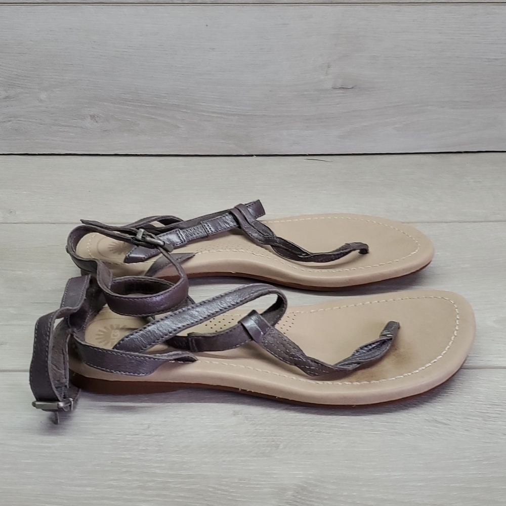 Ugg Women Ankle Leather T Strap Comfort Sandals shoes sz 6 - Picture 2 of 11